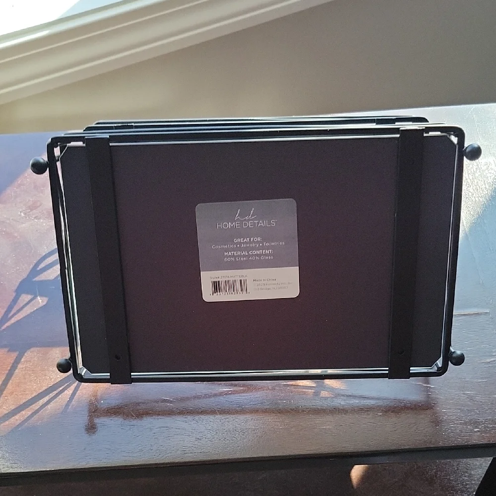 Black Metal and Glass Two-Tier Vanity Tray - Home Bath